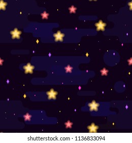 Vector pattern, background, seamless starry sky. Abstract illustration of space, the multiplier style. The glittering universe with multicolored sparks. 