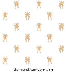 Vector pattern, background with teeth, dentistry, yellow, transparent background, tooth vector