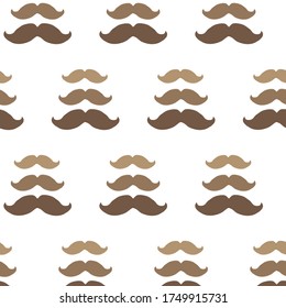 vector pattern background or texture with brown gentleman mustaches on white background man wallpaper