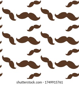 vector pattern background or texture with brown gentleman mustaches on white background man wallpaper