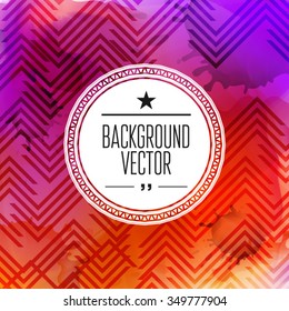 Vector pattern background with watercolor splash. Abstract stripped geometric texture