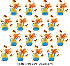 vector pattern backpack for school or autumn walks
