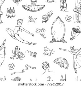 Vector pattern ballet. Hand drawings on a white background
