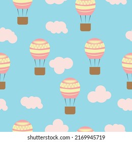 Vector pattern with balloons in the clouds. High quality vector illustration.