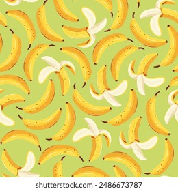 Vector pattern with banana. Bright and summery texture.