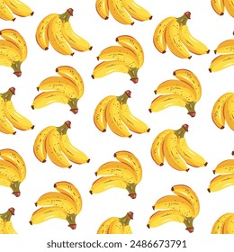 Vector pattern with banana. Bright and summery texture.