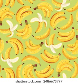Vector pattern with banana. Bright and summery texture.