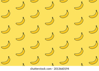 Vector pattern of Banana on a yellow background