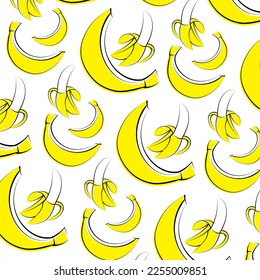 Vector pattern of bananas on isolated background. Vector illustration. 