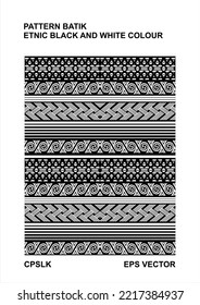 Vector Pattern Batik Etnic White And Black Colour