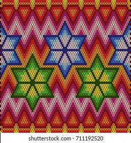 Vector pattern of beads of the Mexican people huichol