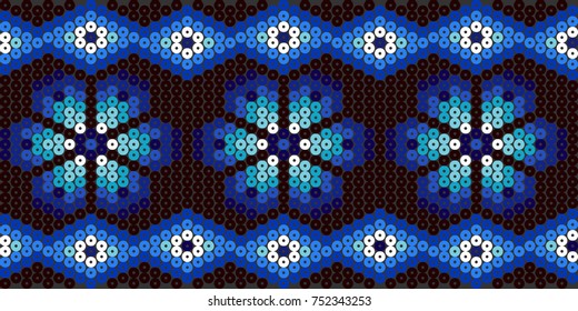 Vector pattern of beads of the Mexican people huichol