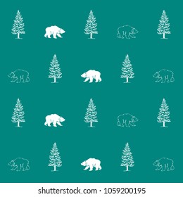 vector pattern with bear and fir-tree,vector illustration