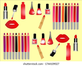 Vector pattern of beauty products and limb, editable eps available