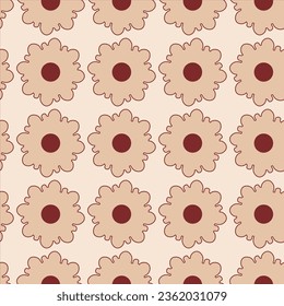 Vector pattern of beige flowers. Autumn ornament, seamless pattern for tablecloths and covers.
