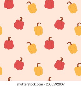 Vector pattern with bell pepper. Vegetables.
