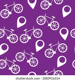 vector pattern with bicycles. flat pattern image with two wheeled bikes on purple background