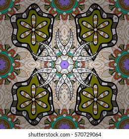 Vector pattern with big doodles painted. Colorful hand drawn print for summer fall fashion with random round shapes in 1950s style. Multiple bright colors green, black, white