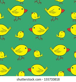 The vector pattern with big and little birds