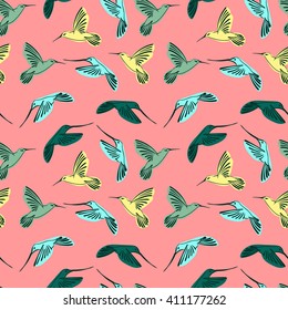 vector pattern, vector birds, Hummingbird, Hummingbird vector, seamless pattern, print for t-shirts, print to garment, fashionable print hummingbirds, birds, summer pattern