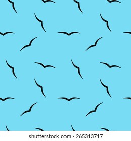 Vector pattern with birds in the sky.