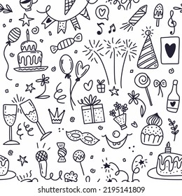 Vector pattern birthday, holiday. Drawing by hand with a line	