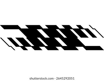 Vector pattern of black abstract broken shapes on white background. Racing design element for car body, boat, sportswear, toy. Striped vector background