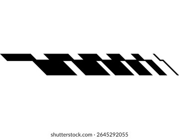 Vector pattern of black abstract broken shapes on a white background. Racing design element for car body, boat, sportswear, toy. Dynamic Striped vector background.