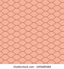 Vector Pattern Of Black Chicken Wire On A Salmon Background