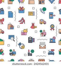 Vector Pattern with Black Friday, Seamless Background.