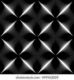 Vector pattern with black graphic lines, kaleidoscope abstract background with overlay ornament. Monochrome illusive seamless backdrop, can be used for graphic design.