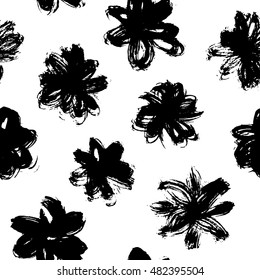 Vector pattern with black grunge flower