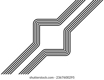 Vector pattern of black parallel lines on a white background in retro style with space for text. Design element. Modern vector background
