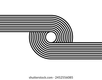 Vector pattern of black parallel lines on a white background in retro style. Disco style. Modern vector striped background