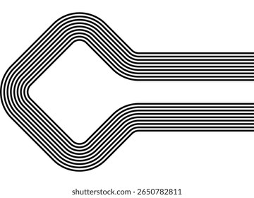 Vector pattern of black parallel lines on a white background in retro style. Design element for advertising, packaging, sportswear. Sports vector background. Frame with square
