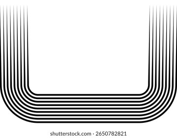 Padrão de vetor de linhas paralelas pretas em um plano de fundo branco em estilo retrô. Elemento de design decorativo para publicidade, embalagem, roupas esportivas. Vetor desportivo de fundo. Concorrência. Quadro retangular