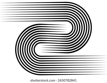 Padrão de vetor de linhas paralelas pretas em um plano de fundo branco em estilo retrô. Elemento de design para publicidade, embalagem, roupas esportivas. Vetor desportivo de fundo. Concorrência. Logotipo