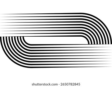 Padrão de vetor de linhas paralelas pretas em um plano de fundo branco em estilo retrô. Elemento de design decorativo para publicidade, embalagem, roupas esportivas. Vetor desportivo de fundo. Concorrência. Logotipo