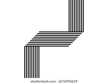 Vector pattern of black parallel lines in retro style. Modern vector background. Broken ribbon. Striped pattern