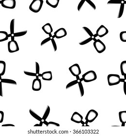 Vector pattern with black scissors on white background. Seamless pattern can be used for wallpaper, pattern fills, web page background, surface.