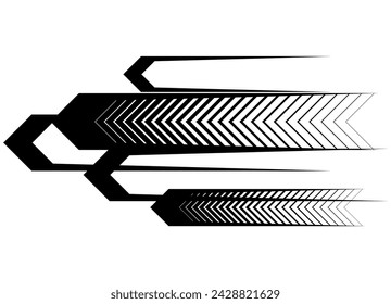Vector pattern of black striped arrows on a white background. Pointer. Navigation. Vector background with abstract arcs