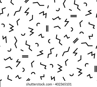Vector pattern with black and white geometric shapes. Hipster fashion Memphis style.