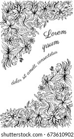 vector pattern black and white stylized flowers