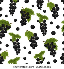 Vector pattern with blackcurrant.Berries with blackcurrant on a transparent background in a seamless vector pattern.