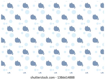 Vector pattern of blue cats and bubbles