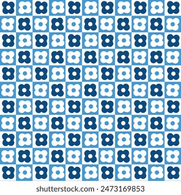 Vector Pattern blue checkered flower wallpaper art