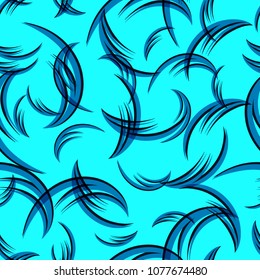 Vector pattern of blue curls on a blue background. For fabric or decoration.
