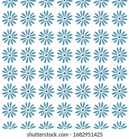 vector pattern with blue daisies on a white background, background for banners, covers, printing, summer floral theme