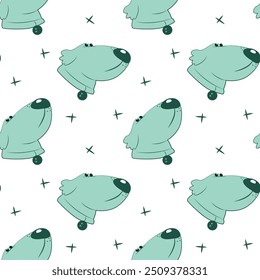 Vector pattern with blue dog. Pattern with dog head