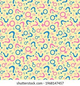 vector pattern in blue and pink tones on the theme of gender reveal party